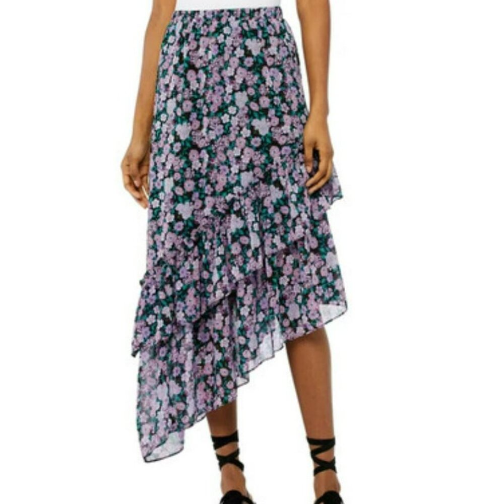 Floral Asymmetrical Midi Skirt - Scoop - Size Small